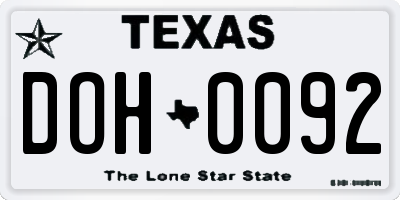 TX license plate DOH0092