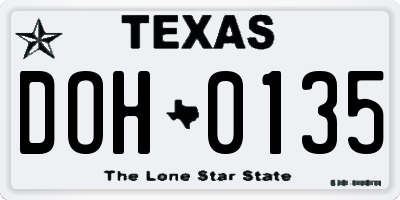 TX license plate DOH0135