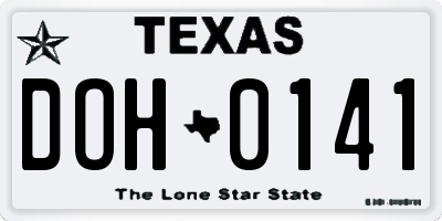 TX license plate DOH0141