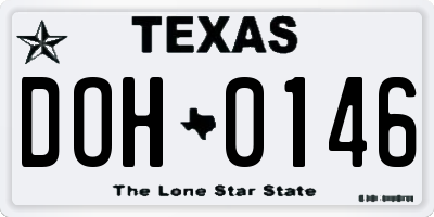 TX license plate DOH0146