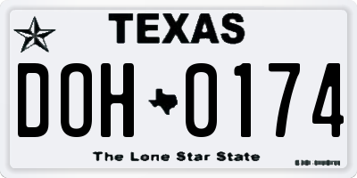 TX license plate DOH0174