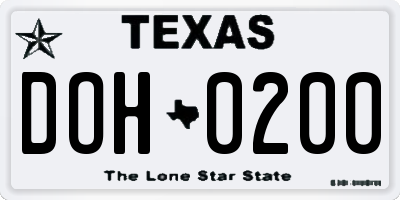TX license plate DOH0200