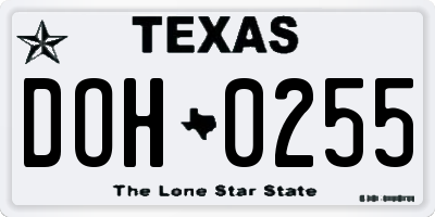 TX license plate DOH0255