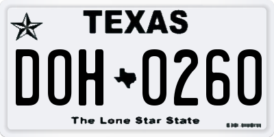 TX license plate DOH0260