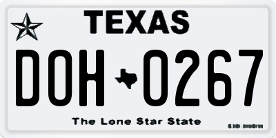 TX license plate DOH0267