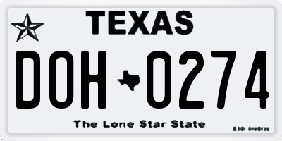 TX license plate DOH0274