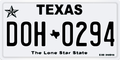 TX license plate DOH0294