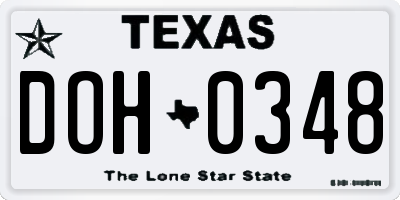 TX license plate DOH0348
