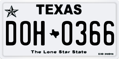 TX license plate DOH0366