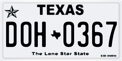 TX license plate DOH0367