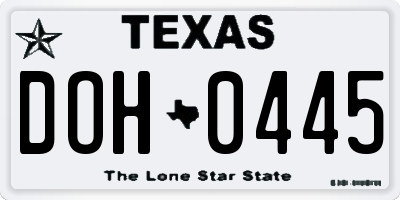 TX license plate DOH0445