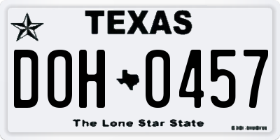 TX license plate DOH0457