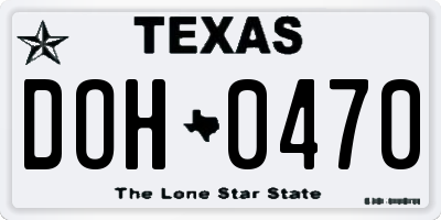 TX license plate DOH0470