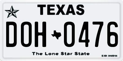 TX license plate DOH0476