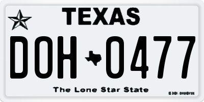 TX license plate DOH0477