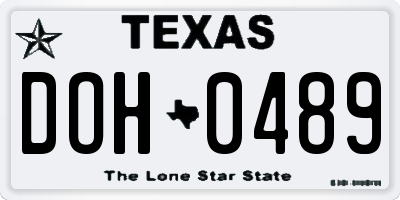 TX license plate DOH0489