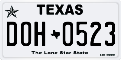 TX license plate DOH0523