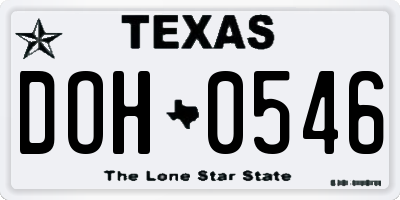 TX license plate DOH0546