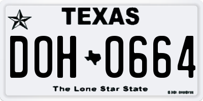 TX license plate DOH0664