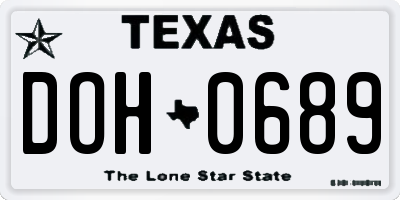 TX license plate DOH0689