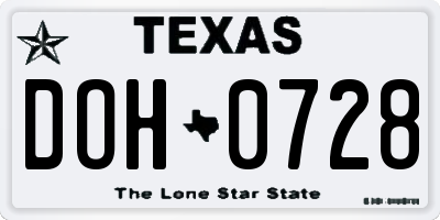 TX license plate DOH0728