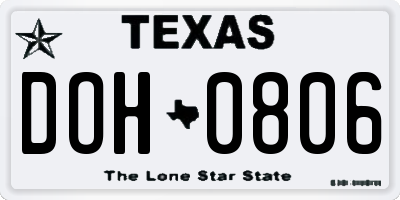 TX license plate DOH0806