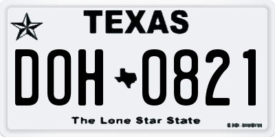 TX license plate DOH0821