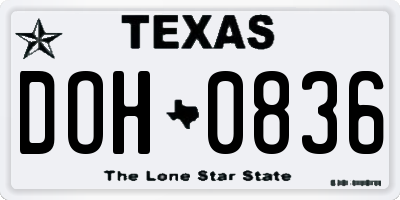 TX license plate DOH0836
