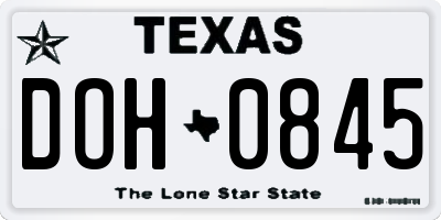 TX license plate DOH0845