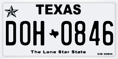 TX license plate DOH0846