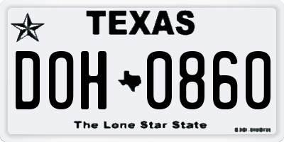 TX license plate DOH0860