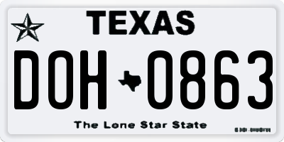 TX license plate DOH0863