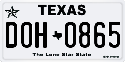 TX license plate DOH0865