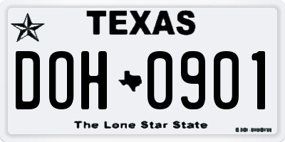 TX license plate DOH0901