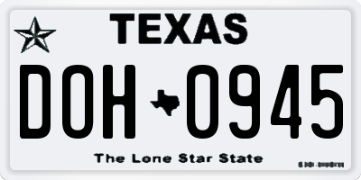 TX license plate DOH0945