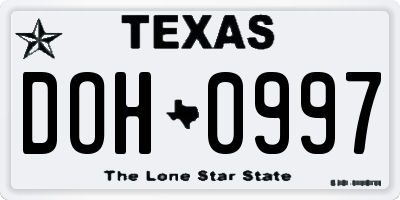TX license plate DOH0997