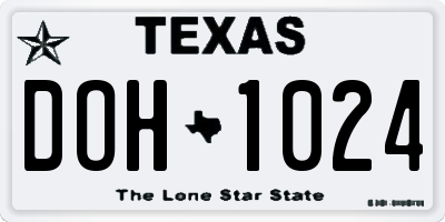 TX license plate DOH1024