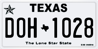 TX license plate DOH1028