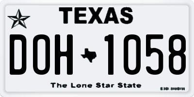 TX license plate DOH1058