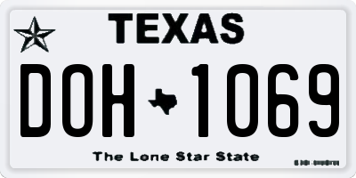TX license plate DOH1069