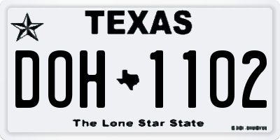 TX license plate DOH1102