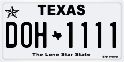 TX license plate DOH1111