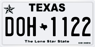 TX license plate DOH1122