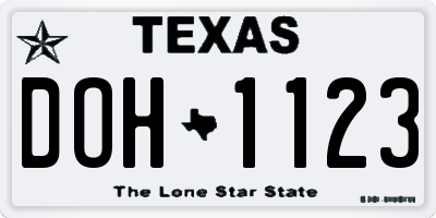 TX license plate DOH1123