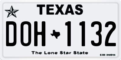 TX license plate DOH1132