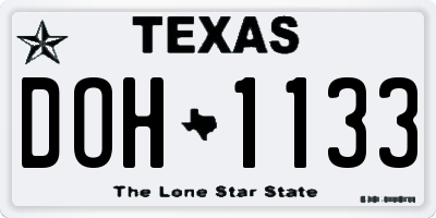 TX license plate DOH1133