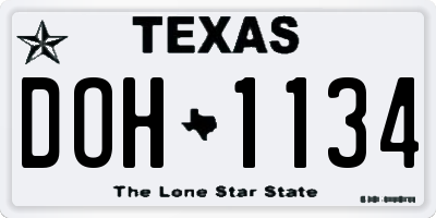 TX license plate DOH1134