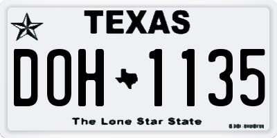 TX license plate DOH1135