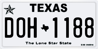 TX license plate DOH1188