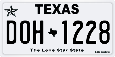 TX license plate DOH1228